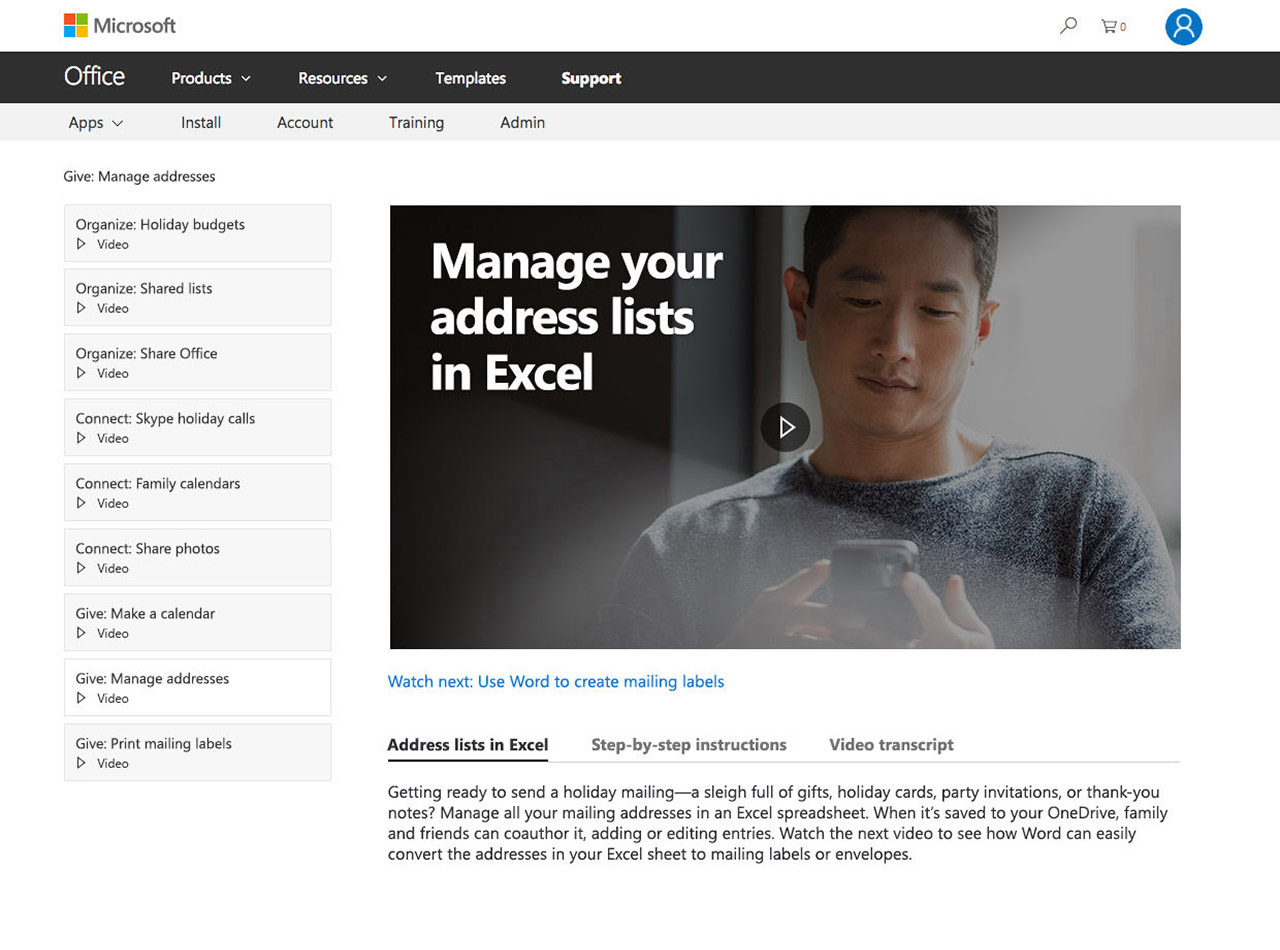 Manage addresses
